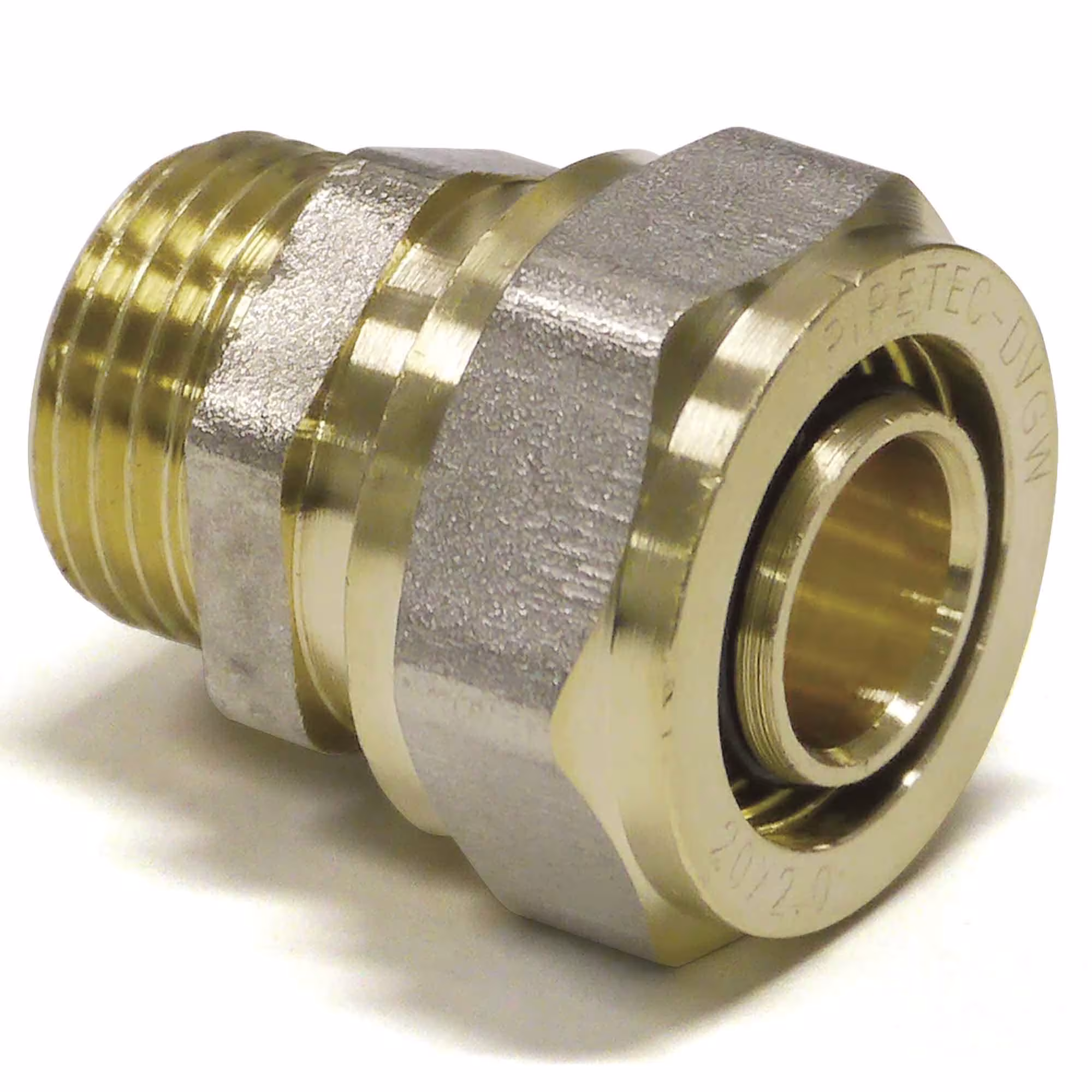 Schraubfitting -Übergang von Alu-Verbundrohr 20x2mm auf 1/2" Außengewinde von der Marke Pipetec Schraub-Übergang mit Außengewinde Typ Größe: 20 x 2 mm - 1/2 Zoll aus der Kategorie Schraubfittings mit der Artikelnr. SFUA2004