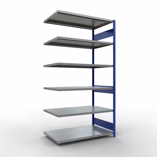 Figure n° 15 de l'article étagères complémentaires, étagères, système enfichable MULTIplus250, 2500 x 1300 x 800 mm, 6 étagères, RAL 5010 bleu gentiane/galvanisé du groupe de produits système enfichable de Schulte Lagertechnik