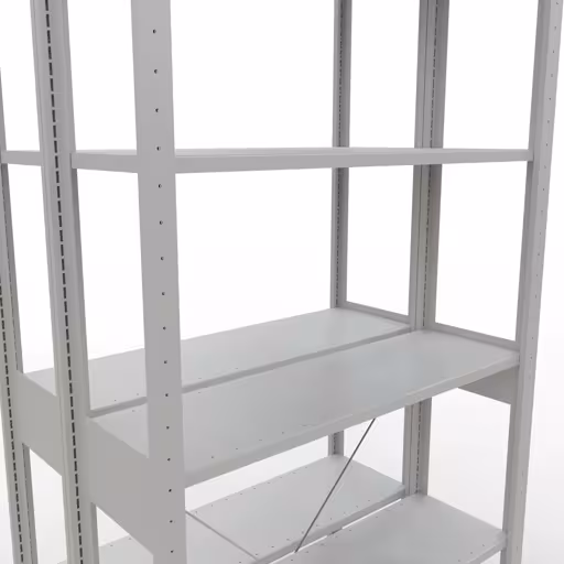 Image du produit n° 16 de l'article Étagère de base, étagère double, système d'étagère enfichable MULTIplus150, 2500 x 1000 x (2x300) mm, 2x6 étagères, traverse, RAL 7035 gris clair Figure n° 16 de l'article étagère de base, étagère double, système d'étagères enfichables MULTIplus150, 2500 x 1000 x (2x300) mm, 2x6 étagères, RAL 7035 gris clair du groupe de produits étagères de Schulte Lagertechnik.