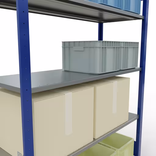 Étagère de base, étagère à étagères, système enfichable MULTIplus150, 2000 x 1300 x 500 mm, 5 étagères, RAL 5010 bleu gentiane/galvanisé de Schulte Lagertechnik avec le numéro d'article. 12750-130-LR-B