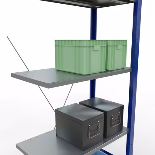 Rayonnage supplémentaire, rayonnage à étagères, système enfichable MULTIplus150, 2000 x 750 x 400 mm, 5 tablettes, traverse, RAL 5010 bleu gentiane/galvanisé/galvanisé avec la référence réf. 12745-75-B , Étagère MULTIplus150 système enfichable, 2000 x 750 x 400 mm, 5 étagères, RAL 5010 bleu gentiane/galvanisé/galvanisé de Schulte Lagertechnik de la catégorie système enfichable