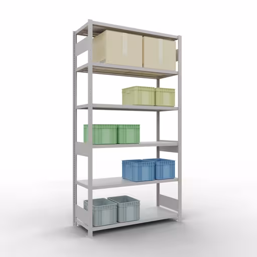 Figure n° 14 de l'article étagère de base, système d'étagères enfichables MULTIplus250, 2500 x 1300 x 500 mm, 6 étagères, RAL 7035 gris clair du groupe de produits système enfichable de Schulte Lagertechnik