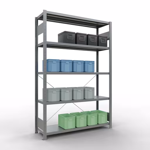 Produktbild Nr 11 des Artikels Stecksystem Grundregal 2000x1300x400 mm, Typ 250 kg, verzinkt Abbildung Nr 11 des Artikels Stecksystem Grundregal 2000x1300x400 mm, Typ 250 kg, verzinkt aus der Produktgruppe Stecksystem von der Marke Schulte Lagertechnik