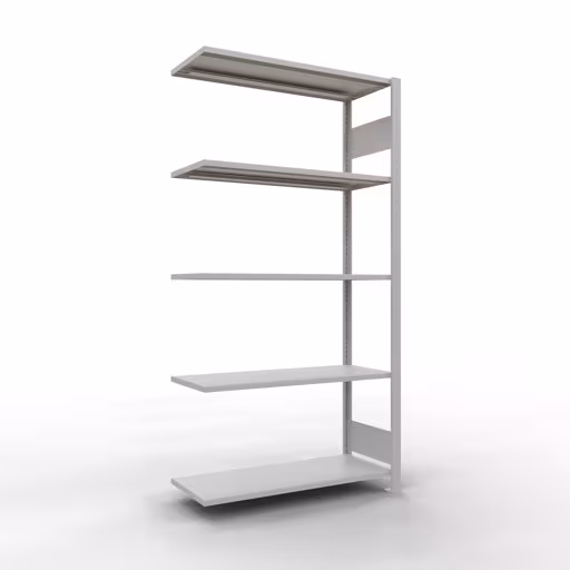 Scaffale aggiuntivo, scaffale, sistema a innesto MULTIplus85, 2000 x 1000 x 400 mm (AxLxP), 5 ripiani, barra longitudinale, RAL 7035 grigio chiaro, ripiano aggiuntivo, articolo n. 33045-LR