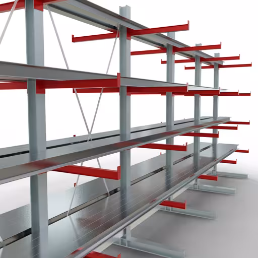 Figura n. 12 dell'articolo Scaffale completo K 6000, bilaterale, 3000 x 2x 7500 x 2x 750 mm, RAL 7001 / RAL 3000, 5 livelli di stoccaggio del gruppo di prodotti scaffalature cantilever della marca Schulte Lagertechnik