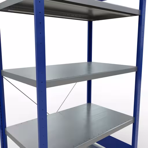 Étagère de base, étagère, système enfichable MULTIplus330, 2000 x 1000 x 600 mm, 5 étagères, traverse, RAL 5010 bleu gentiane/galvanisé de Schulte Lagertechnik de la catégorie système enfichable
