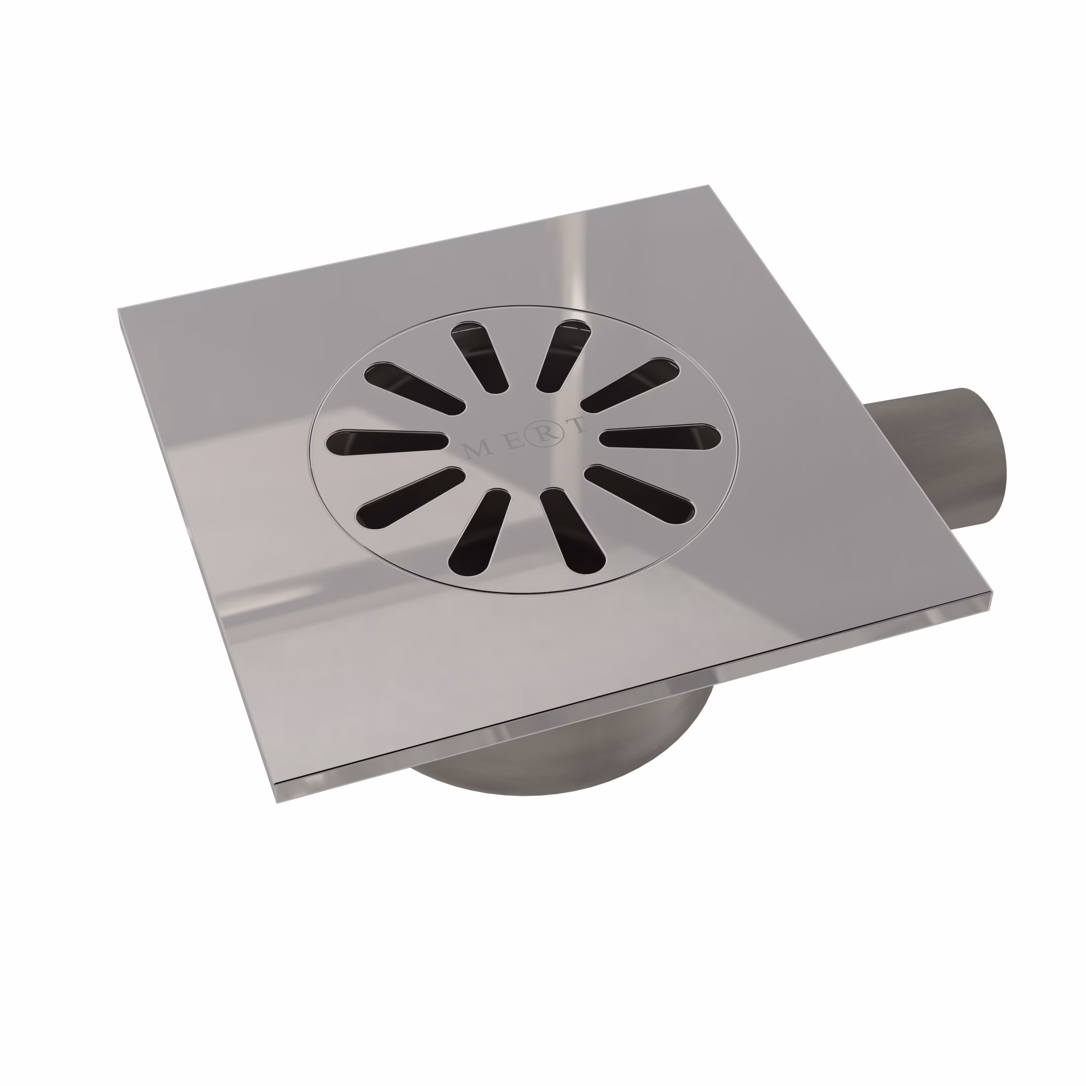 Ohne Text 5280891485484468010 Siphon de sol MERT HK-SERIE complet en acier inoxydable avec grille, 100x100 mm, vertical