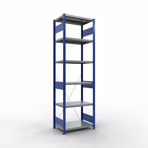 Figure n° 15 de l'article étagère de base, étagère système enfichable MULTIplus250, 2500 x 750 x 500 mm, 6 étagères, RAL 5010 bleu gentiane/galvanisé/galvanisé du groupe de produits système enfichable de Schulte Lagertechnik
