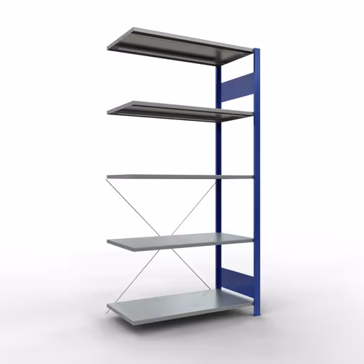 Figure n° 12 de l'article étagère complémentaire, étagère à étagères, système enfichable MULTIplus85, 2000 x 1000 x 500 mm, 5 étagères, traverse, RAL 5010 bleu gentiane du groupe de produits système enfichable de la marque Schulte Lagertechnik