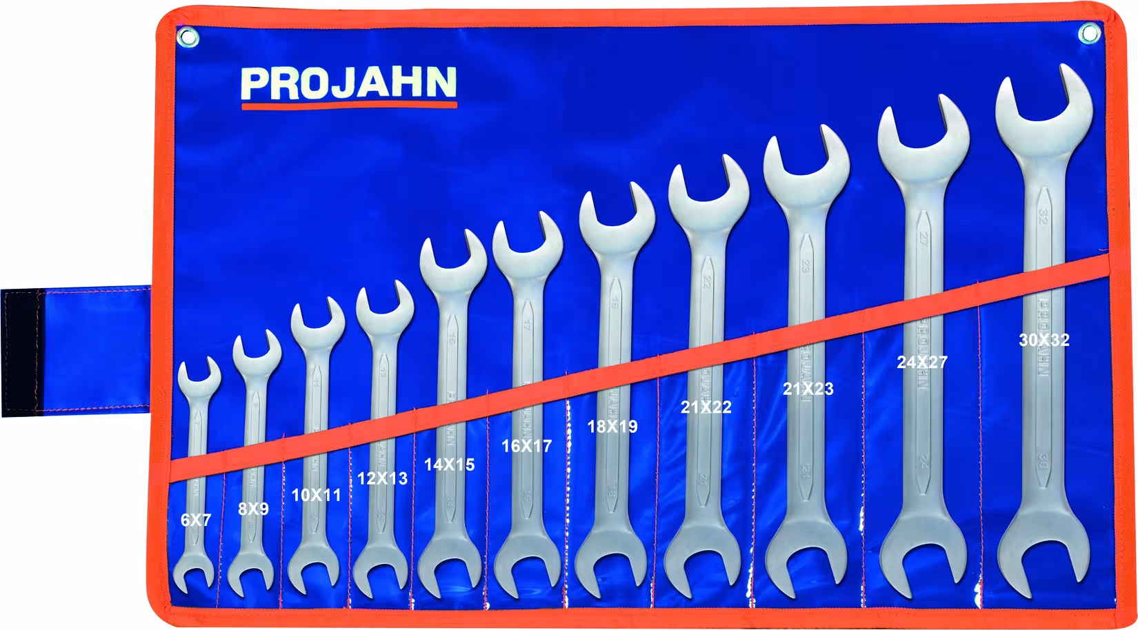 Set chiavi doppia forchetta 11 pezzi 6x7 - 8x9 - 10x11 - 12x13 - 14x15 - 16x17 - 18x19 - 20x22 - 21x23 - 24x27 - 30x32 della PROJAHN Set chiavi a doppia forchetta 11 pezzi 6x7 - 8x9 - 10x11 - 12x13 - 14x15 - 16x17 - 18x19 - 20x22 - 21x23 - 24x27 - 30x32, chiave art. 4476