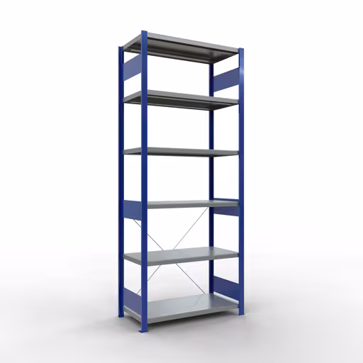 Figure n° 14 de l'article étagère de base, étagère, système enfichable MULTIplus330, 2500 x 1000 x 500 mm, 6 étagères, RAL 5010 bleu gentiane/galvanisé du groupe de produits système enfichable de la marque Schulte Lagertechnik