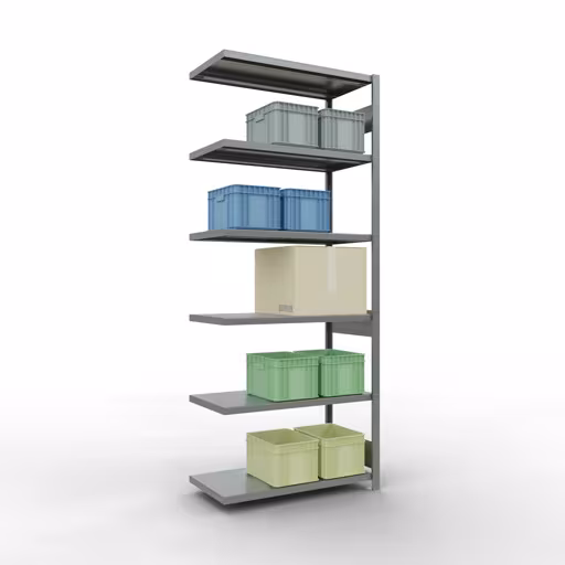 Scaffali aggiuntivi, scaffali, sistema a innesto MULTIplus250, 2500 x 1000 x 500 mm (AxLxP), 6 ripiani, barre longitudinali, zincato di Schulte Lagertechnik con l'articolo n. 12956-LR