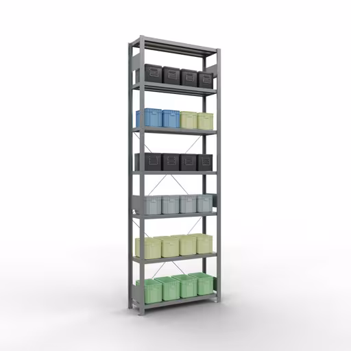Figura n. 15 dell'articolo scaffale base, scaffale, sistema a innesto MULTIplus330, 3000 x 1000 x 300 mm (AxLxP), 7 ripiani, traversa, zincato del gruppo di prodotti sistema a innesto della marca Schulte Lagertechnik