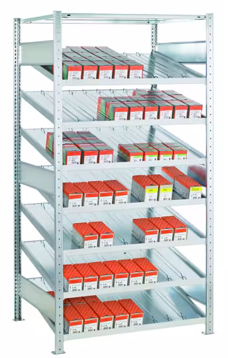 Kanban.AR. 2000x1300x600 mm con 8 ripiani tipo Multi-Plus 150 kg della marca Schulte Lagertechnik della gamma scaffalature a scaffali