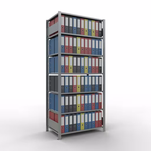 Produktbild Nr 13 des Artikels Grundregal, Büro-Fachbodenregal Stecksystem MULTIplus150, 2300 x 1000 x 600 mm (HxBxT), 7 Fachböden, Längenriegel, verzinkt, ohne Mittelanschlag Abbildung Nr 13 des Artikels Grundregal, Büro-Fachbodenregal Stecksystem MULTIplus150, 2300 x 1000 x 600 mm (HxBxT), 7 Fachböden, Längenriegel, verzinkt, ohne Mittelanschlag aus der Produktgruppe Büroregale von der Marke Schulte Lagertechnik