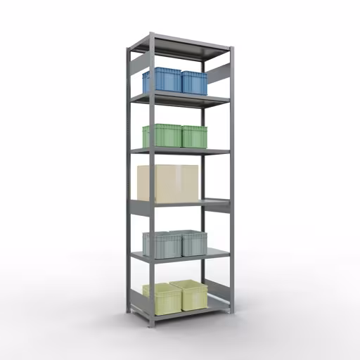Figura n. 13 dell'articolo scaffale base, scaffale, sistema a innesto MULTIplus250, 3000 x 1000 x 600 mm (AxLxP), 7 ripiani, barre longitudinali, zincato del gruppo di prodotti sistema a innesto della marca Schulte Lagertechnik
