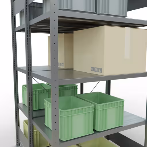 Image du produit n° 8 de l'article étagère de base, système d'étagères enfichables MULTIplus250, 2000 x 1000 x (2x600) mm, 2x5 étagères, galvanisé de la gamme d'étagères pour étagères de la marque Schulte Lagertechnik
