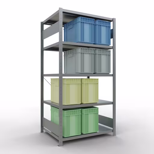 Représentation supplémentaire de l'article étagère de base, étagère à étagères, système enfichable MULTIplus250, 2000 x 1000 x 800 mm, 5 étagères, galvanisé à partir de l'étagère de base