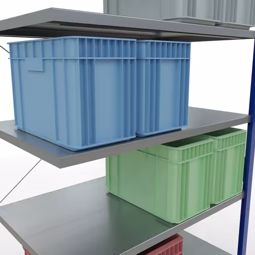 Rayonnage supplémentaire, étagère à étagères, système enfichable MULTIplus250, 3000 x 1300 x 800 mm, 7 étagères, traverse, RAL 5010 bleu gentiane/galvanisé de la catégorie d'étagères supplémentaires avec le GTIN 4004514284426 Rayonnage supplémentaire, étagère, système enfichable MULTIplus250, 3000 x 1300 x 800 mm, 7 étagères, RAL 5010 bleu gentiane/galvanisé de la marque Schulte Lagertechnik de la gamme de produits du système enfichable