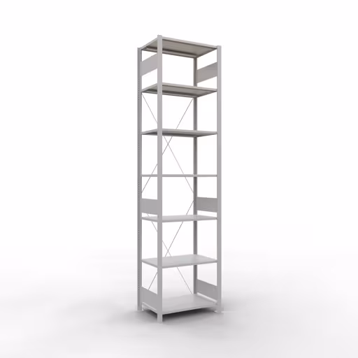 Étagère de base, étagère, système enfichable MULTIplus150, 3000 x 750 x 500 mm, 7 étagères, traverse, gris clair RAL 7035 de la marque Schulte Lagertechnik de la gamme de produits du système enfichable