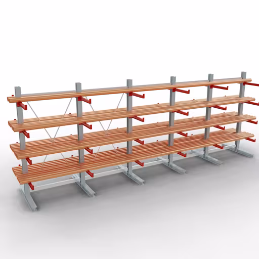 Figura n. 10 dell'articolo Scaffale completo K 3000, bilaterale, 2500 x 6500 x 600 mm, RAL 7001 / RAL 3000, 5 livelli di stoccaggio del gruppo di prodotti scaffalature cantilever della marca Schulte Lagertechnik