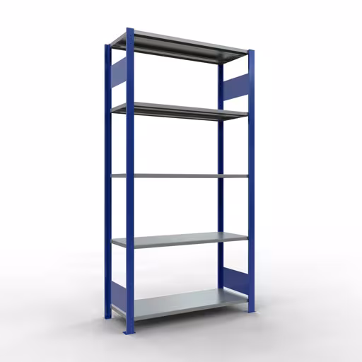 Étagère de base, étagère à étagères, système enfichable MULTIplus150, 2000 x 1000 x 400 mm, 5 étagères, RAL 5010 bleu gentiane/galvanisé de Schulte Lagertechnik avec le numéro d'article. 12740-LR-B