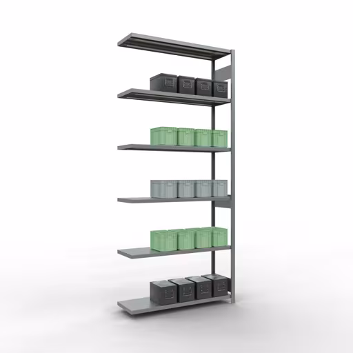 Image du produit n° 14 de l'article Rayonnage complémentaire, rayonnage à étagères, système enfichable MULTIplus250, 3000 x 1300 x 400 mm, 7 étagères, barres de longueur, galvanisé Figure n° 14 de l'article, système d'étagères MULTIplus250, système enfichable, 3000 x 1300 x 400 mm, 7 étagères, galvanisé du groupe de produits système enfichable de Schulte Lagertechnik