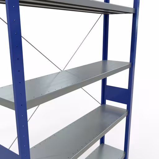 Étagère de base, étagère, système enfichable MULTIplus250, 3000 x 1300 x 300 mm, 7 étagères, RAL 5010 bleu gentiane/galvanisé de Schulte Lagertechnik de la gamme de produits du système enfichable