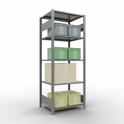 Représentation supplémentaire de l'article étagère de base, étagère à étagères, système enfichable MULTIplus150, 2000 x 750 x 600 mm, 5 étagères, galvanisé à partir de l'étagère de base