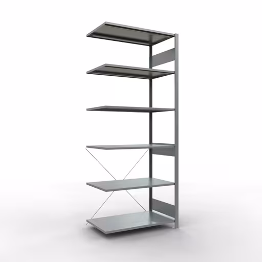 Scaffali aggiuntivi, scaffali, sistema a innesto MULTIplus85, 2500 x 1000 x 600 mm (AxLxP), 6 ripiani, traversa, zincato di Schulte Lagertechnik Scaffale aggiuntivo, scaffale, sistema a innesto MULTIplus85, 2500 x 1000 x 600 mm (AxLxP), 6 ripiani, traversa, zincato, ripiano aggiuntivo, articolo n. 13166