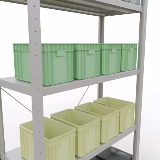 Scaffale base, scaffale, sistema a innesto MULTIplus250, 2000 x 1000 x 400 mm (AxLxP), 5 ripiani, traversa, RAL 7035 grigio chiaro della marca Schulte Lagertechnik della gamma sistemi a innesto