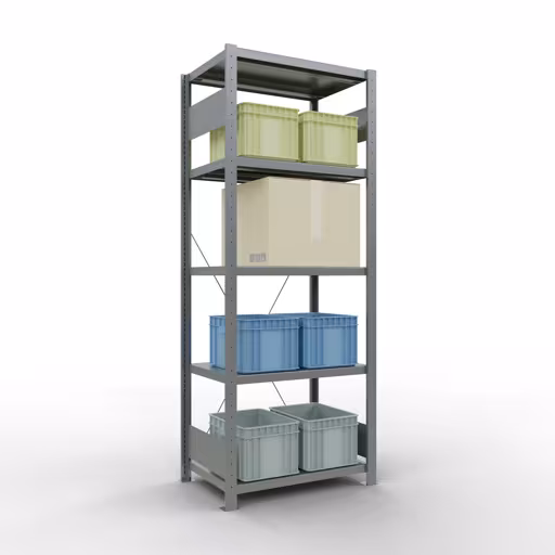 Figura n. 14 dell'articolo scaffale base, scaffale, sistema a innesto MULTIplus250, 2000 x 750 x 500 mm (AxLxP), 5 ripiani, traversa, zincato del gruppo di prodotti sistema a innesto della marca Schulte Lagertechnik