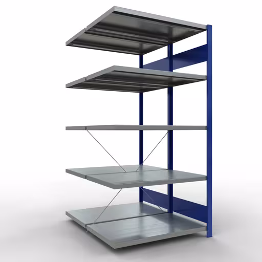 Figura n. 13 dell'articolo scaffale aggiuntivo, scaffale doppio, sistema di scaffali MULTIplus250, 2000 x 1000 x (2x600) mm (AxLxP), 2x5 ripiani, traversa, RAL 5010 blu genziana dal gruppo di prodotti scaffali della marca Schulte Lagertechnik