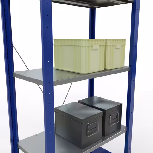Immagine aggiuntiva dell'articolo Scaffale base, scaffale, sistema a innesto MULTIplus150, 2000 x 750 x 400 mm (AxLxP), 5 ripiani, traversa, RAL 5010 blu genziana/zincato/zincato da scaffale base