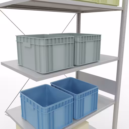 Image du produit n° 16 de l'article Rayonnage complémentaire, rayonnage à étagères, système enfichable MULTIplus85, 3000 x 1000 x 600 mm (HxLxP), 7 étagères, traverse, RAL 7035 gris clair Figure n° 16 de l'article étagère complémentaire, étagère à étagères, système enfichable MULTIplus85, 3000 x 1000 x 600 mm, 7 étagères, traverse, RAL 7035 gris clair du groupe de produits système enfichable de la marque Schulte Lagertechnik