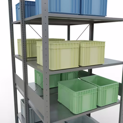 Figura n. 13 dell'articolo scaffale base, scaffale doppio, sistema a innesto per scaffali MULTIplus150, 3000 x 1000 x (2x1200) mm (AxLxP), 2x7 ripiani, traversa, zincato dal gruppo di prodotti scaffali della marca Schulte Lagertechnik