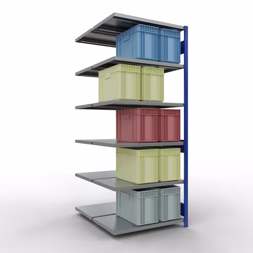 Immagine del prodotto n. 6 dell'articolo scaffale aggiuntivo, scaffale doppio, sistema a innesto per scaffale MULTIplus250, 2500 x 1000 x (2x600) mm, 2x6 ripiani, RAL 5010 blu genziana dalla gamma di prodotti scaffale della marca Schulte Lagertechnik