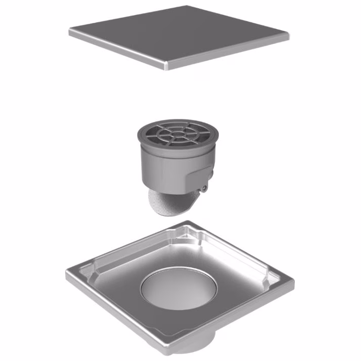 Ohne Text 3963727 Siphon de sol plat Mert avec couvercle Acier inoxydable