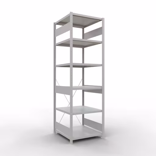 Scaffale base, scaffale, sistema a innesto MULTIplus250, 2500 x 750 x 800 mm (AxLxP), 6 ripiani, traversa, RAL 7035 grigio chiaro della marca Schulte Lagertechnik della gamma sistemi a innesto