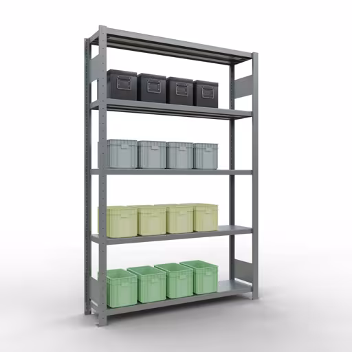 Image du produit n° 14 de l'article étagère de base, étagère, système enfichable MULTIplus250, 2000 x 1300 x 300 mm, 5 étagères, barres de longueur, galvanisé Figure n° 14 de l'article étagère de base, système d'étagères enfichables MULTIplus250, 2000 x 1300 x 300 mm, 5 étagères, galvanisées du groupe de produits système enfichable de Schulte Lagertechnik