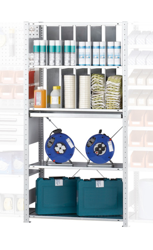 Rayonnage de base, module M4, 2000 x 1000 x 500 mm, gris clair RAL 7035/galvanisé, 5 étagères MULTIplus150 de la marque Schulte Lagertechnik Étagère de base, module d'étagère M4, 2000 x 1000 x 500 mm, gris clair RAL 7035/galvanisé, 5 étagères MULTIplus150 de la catégorie accessoires, référence 12893-V