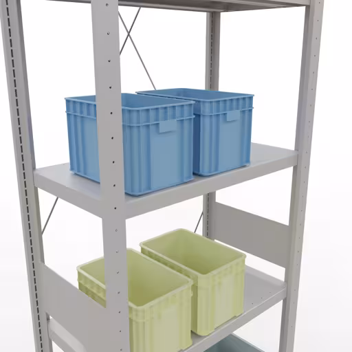 Figura n. 14 dell'articolo scaffale base, scaffale, sistema a innesto MULTIplus250, 3000 x 750 x 400 mm (AxLxP), 7 ripiani, traversa, RAL 7035 grigio chiaro del gruppo di prodotti sistema a innesto della marca Schulte Lagertechnik