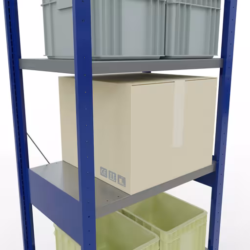 Figure n° 14 de l'article étagère de base, étagère, système enfichable MULTIplus250, 2500 x 750 x 500 mm, 6 étagères, RAL 5010 bleu gentiane/galvanisé/galvanisé du groupe de produits système enfichable de Schulte Lagertechnik