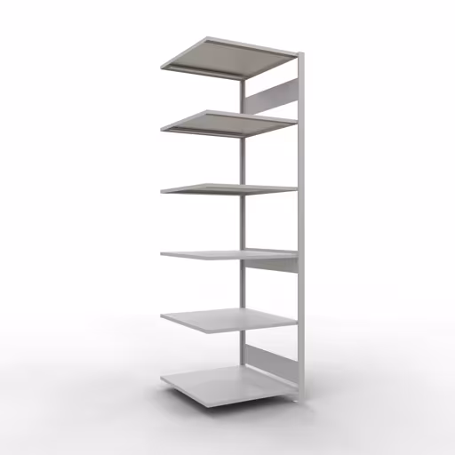 Représentation supplémentaire de l'article Tablette complémentaire, étagère, système enfichable MULTIplus150, 2500 x 750 x 800 mm, 6 tablettes, RAL 7035 gris clair à partir de la tablette complémentaire
