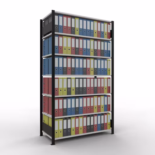 Figura n. 14 dell'articolo scaffale base, sistema di scaffali per ufficio MULTIplus150, 2300 x 1300 x 600 mm, 7 ripiani, nero/grigio chiaro del gruppo di prodotti scaffali per ufficio della marca Schulte Lagertechnik
