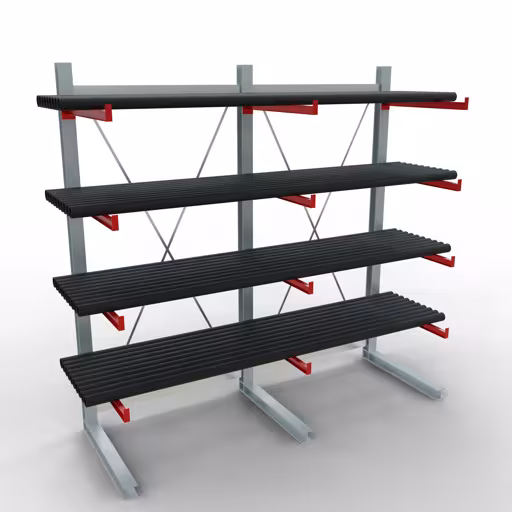 Figura n. 11 dell'articolo Scaffale completo K 6000, unilaterale, 3000 x 3000 x 1000 mm, RAL 7001 / RAL 3000, 5 livelli di stoccaggio del gruppo di prodotti scaffalature cantilever della marca Schulte Lagertechnik