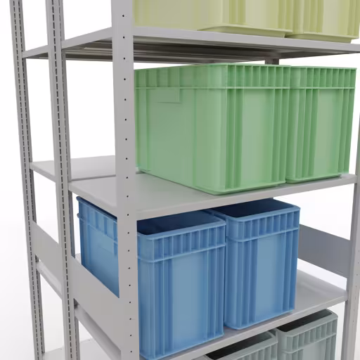 Représentation supplémentaire de l'article étagère de base, étagère double, étagère système enfichable MULTIplus150, 3000 x 1000 x (2x500) mm (HxLxP), 2x7 étagères, barres de longueur, RAL 7035 gris clair Image supplémentaire de l'article Étagère de base, étagère double, système d'étagères enfichable MULTIplus150, 3000 x 1000 x (2x500) mm, 2x7 étagères, RAL 7035 gris clair à partir d'étagères doubles