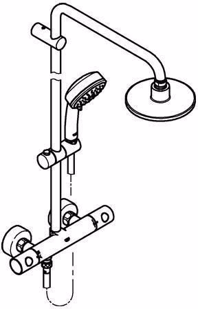 Technische Zeichnung 4037518 GROHE Système de douche Tempesta C 160 27922 avec thermostat 390 mm Bras de douche chromé