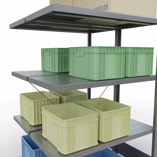 Immagine aggiuntiva dell'articolo Ripiano aggiuntivo, ripiano doppio, sistema a innesto per ripiano MULTIplus250, 2000 x 1000 x (2x500) mm (AxLxP), 2x5 ripiani, traversa, zincato da ripiani doppi