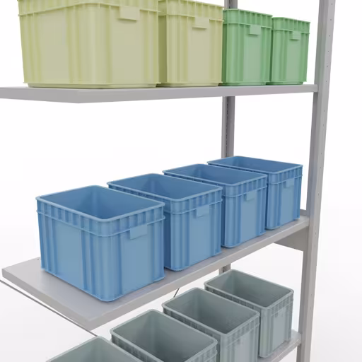 Figure n° 12 de l'article, Système enfichable pour étagères MULTIplus150, 2500 x 1000 x 400 mm, 6 étagères, RAL 7035 gris clair du groupe de produits Système enfichable de Schulte Lagertechnik